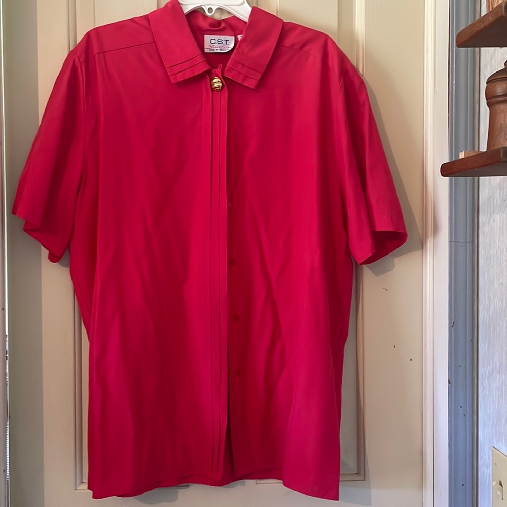 Women’s C.S.T. Studio Vintage Deep Pink Size 20W/40 Short Sleeve Dressy Blouse